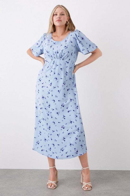 Dorothy Perkins Curve Blue Floral Margot Midi Dress 1