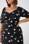Dorothy Perkins Curve Black Floral Ruched Front Short Sleeve Midi Dress thumbnail 2