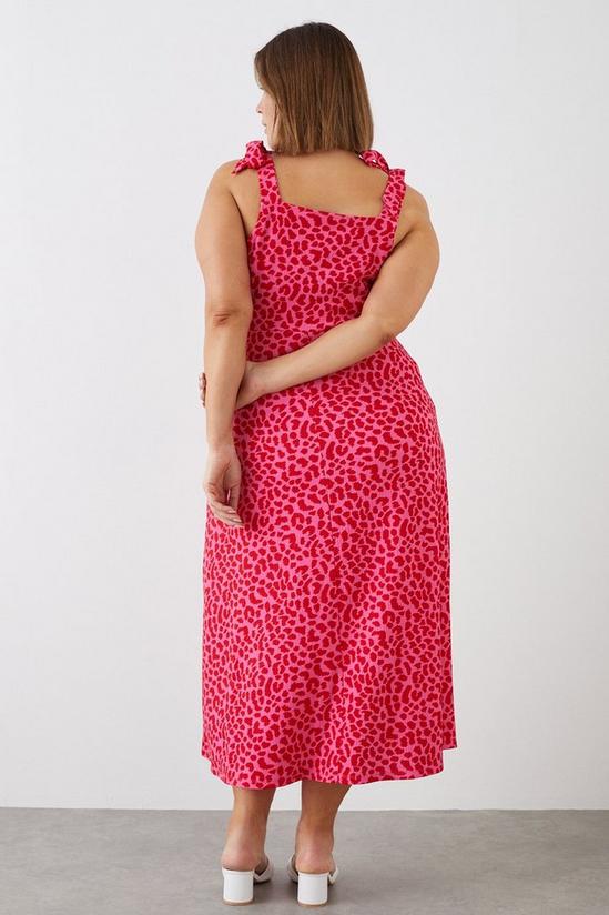 Dorothy Perkins Curve Pink Animal Textured Button Up Strappy Midi Dress 3