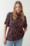 Dorothy Perkins Curve Red Floral Textured Short Sleeve Blouse thumbnail 1