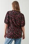 Dorothy Perkins Curve Red Floral Textured Short Sleeve Blouse thumbnail 3