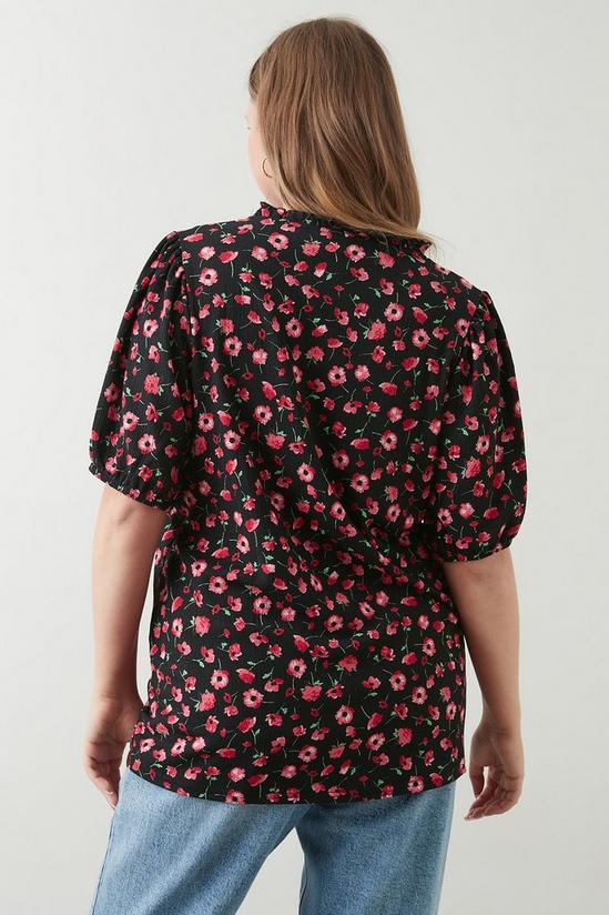 Dorothy Perkins Curve Red Floral Textured Short Sleeve Blouse 3