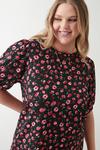 Dorothy Perkins Curve Red Floral Textured Short Sleeve Blouse thumbnail 4