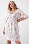Dorothy Perkins Curve  Floral Shirred Waist Angel Sleeve Wrap Mini Dress thumbnail 2