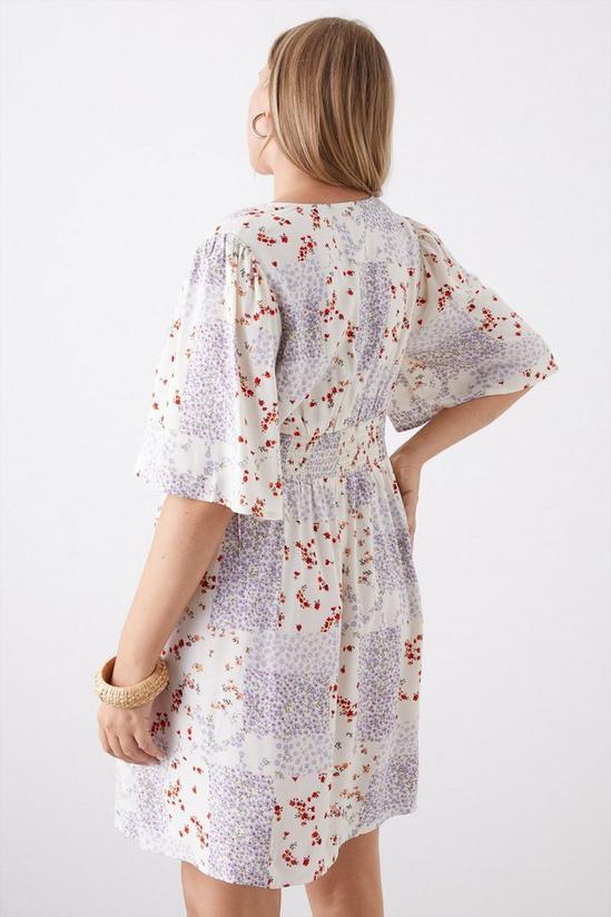 Dorothy Perkins Curve  Floral Shirred Waist Angel Sleeve Wrap Mini Dress 3