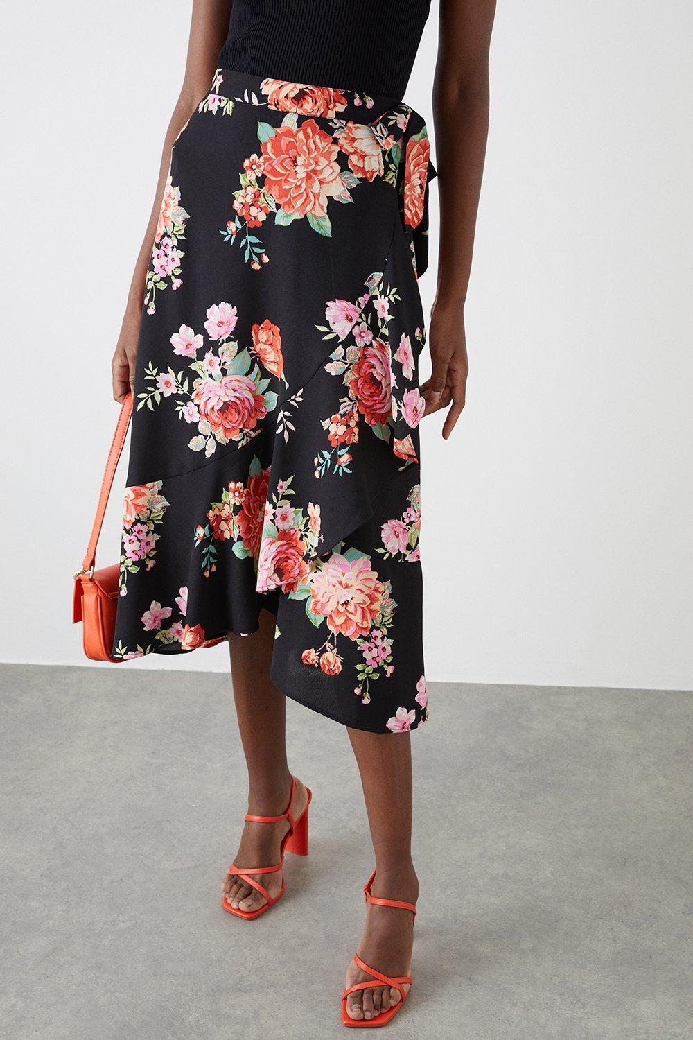 Jigsaw paisley 2025 wrap midi skirt