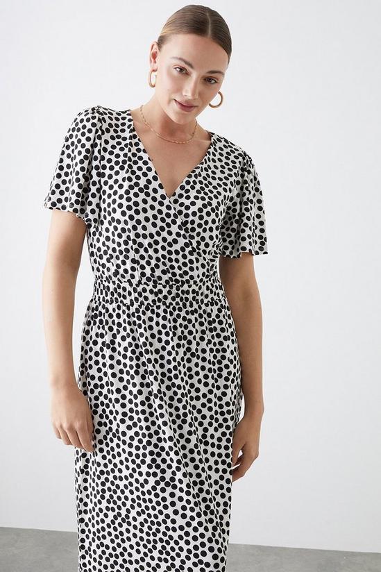 Dorothy Perkins Tall Mono Spot Flutter Sleeve Maxi Dress 1