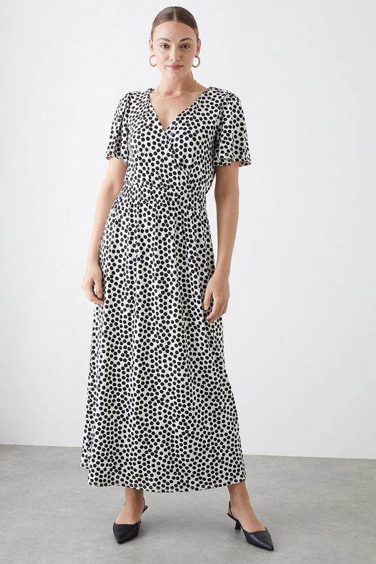 Dorothy Perkins Tall Mono Spot Flutter Sleeve Maxi Dress 2