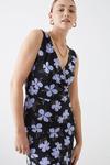 Dorothy Perkins Tall Black Lilac Floral Wrap Frill Hem Midi Dress thumbnail 2