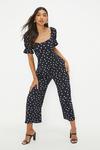 Dorothy Perkins Navy Spot Printed Textured Square Neck Jumpsuit thumbnail 1
