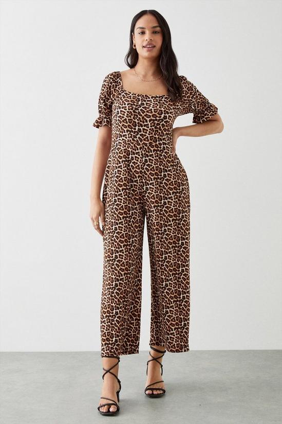 Dorothy Perkins Leopard Printed Textured Square Neck Jumpsuit 1
