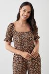 Dorothy Perkins Leopard Printed Textured Square Neck Jumpsuit thumbnail 2