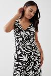 Dorothy Perkins Black Palm Print V Neck Belted Maxi Dress thumbnail 2