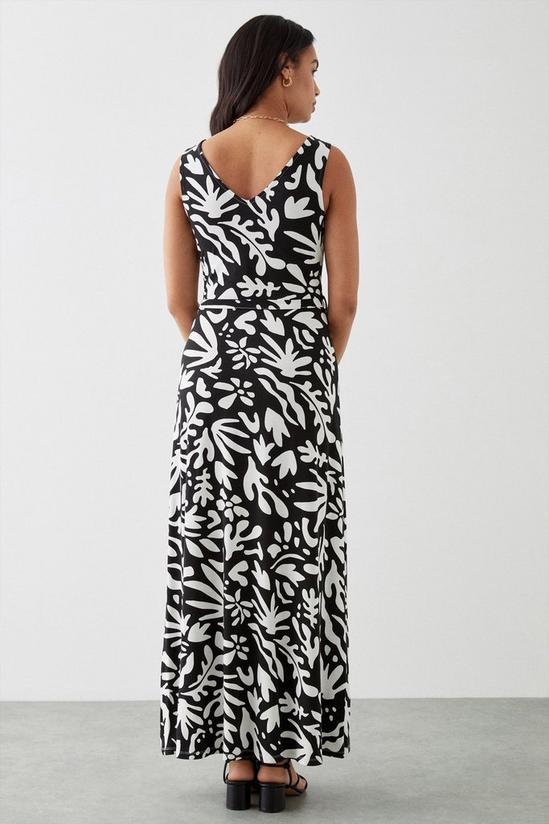 Dorothy Perkins Black Palm Print V Neck Belted Maxi Dress 3