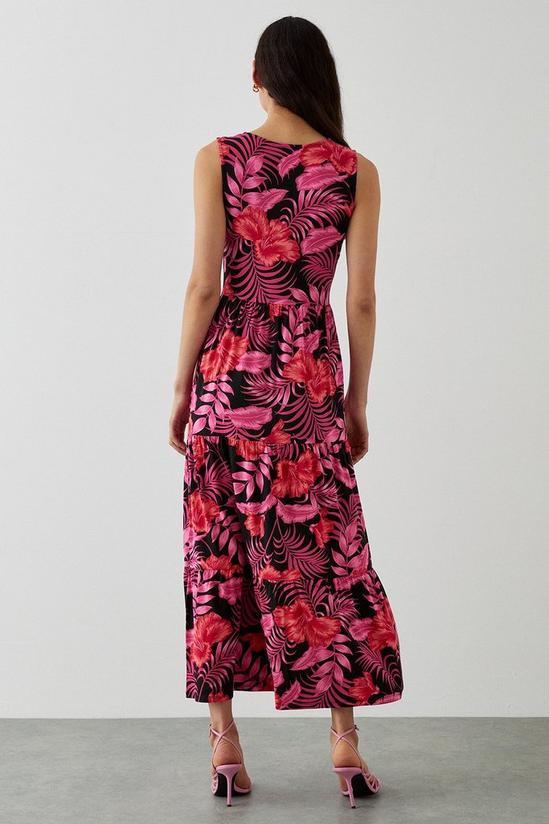 Dorothy Perkins Black Palm Print Tiered Maxi Dress 3