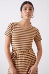 Dorothy Perkins Black Stone Striped Belted Midi T-shirt Dress thumbnail 2