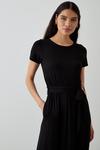 Dorothy Perkins Black Belted Midi T-shirt Dress thumbnail 1