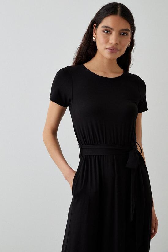 Dorothy Perkins Black Belted Midi T-shirt Dress 1