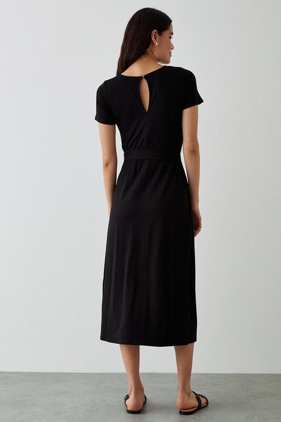 Dorothy Perkins Black Belted Midi T-shirt Dress 3