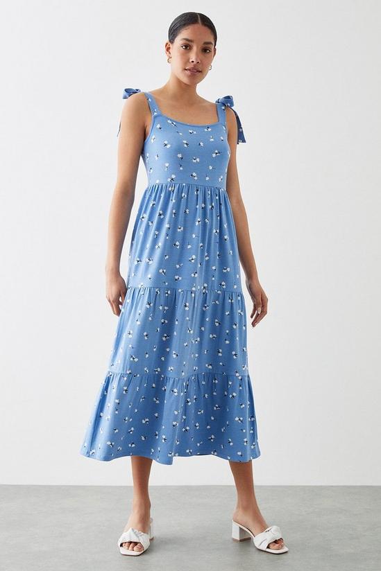 Dorothy Perkins Blue Ditsy Tie Shoulder Midi Dress 1