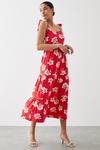 Dorothy Perkins Red Floral Tie Shoulder Midi Dress thumbnail 1