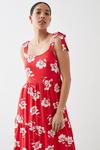 Dorothy Perkins Red Floral Tie Shoulder Midi Dress thumbnail 2
