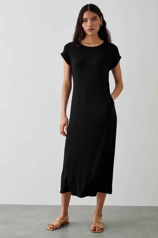 Dorothy Perkins Black Column Midi Dress With Pockets 1