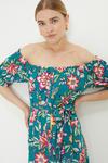 Dorothy Perkins Green Floral Button Through Bardot Midi Dress thumbnail 2