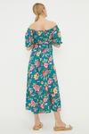 Dorothy Perkins Green Floral Button Through Bardot Midi Dress thumbnail 3
