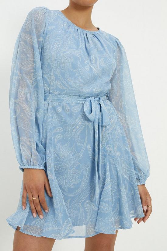 Dorothy Perkins Blue Paisley Chiffon Full Hem Mini Dress 1