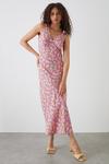 Dorothy Perkins Tall Pink Floral Print Bias Cut Tie Shoulder Midi Dress thumbnail 1