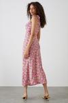 Dorothy Perkins Tall Pink Floral Print Bias Cut Tie Shoulder Midi Dress thumbnail 4