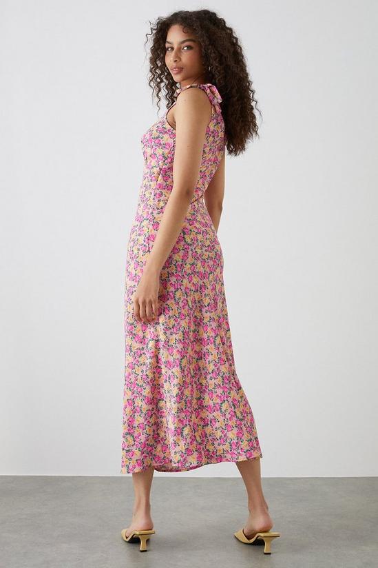 Dorothy Perkins Tall Pink Floral Print Bias Cut Tie Shoulder Midi Dress 4