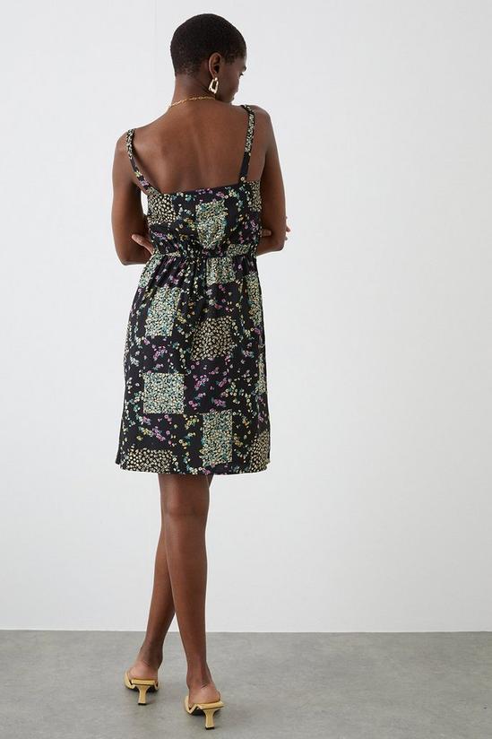 Dorothy Perkins Tall Black Ditsy Scarf Print V Neck Mini Dress 3
