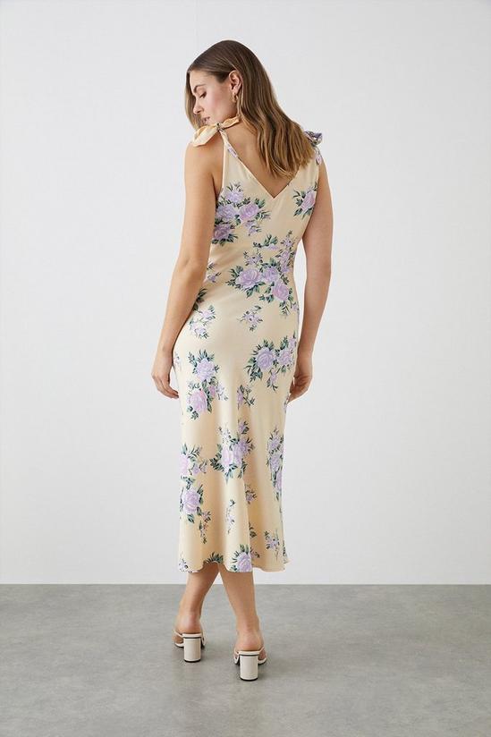 Dorothy Perkins Purple Floral Print Bias Cut Tie Shoulder Midi Dress 3