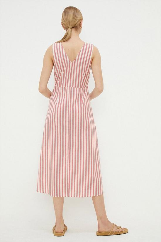Dorothy Perkins Pink Stripe Button Front Tie Midi Dress 3
