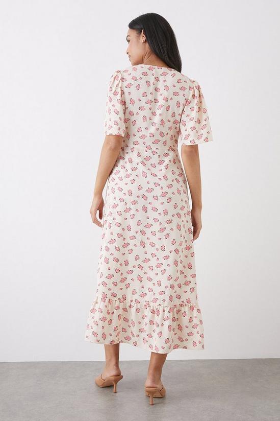Dorothy Perkins Pink Floral Ruffle Angel Sleeve Wrap Midi Dress 3