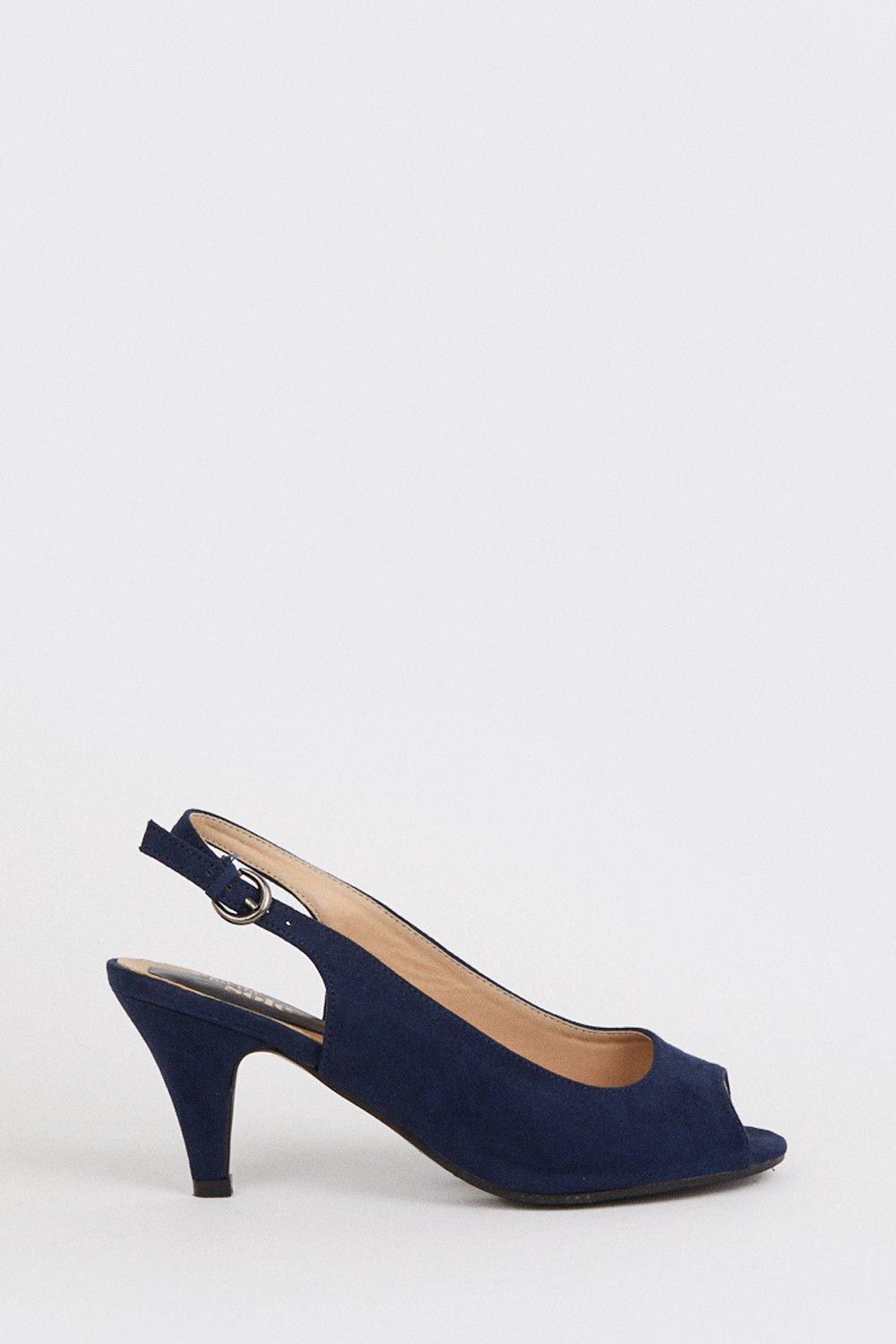 Wide fit navy sling hotsell back shoes