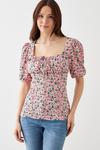 Dorothy Perkins Floral Puff Sleeve Square Neck Top thumbnail 1