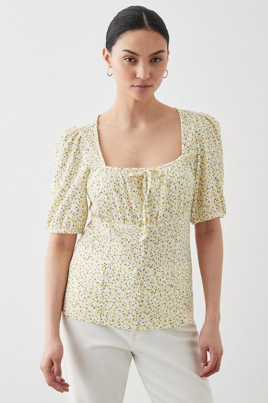 Dorothy Perkins Petite Puff Sleeve Square Neck Printed Top 1