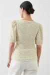 Dorothy Perkins Petite Puff Sleeve Square Neck Printed Top thumbnail 3