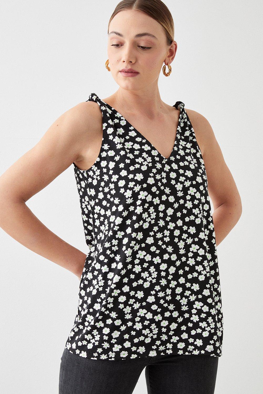 Womens Tall Knot Detail Printed Vest