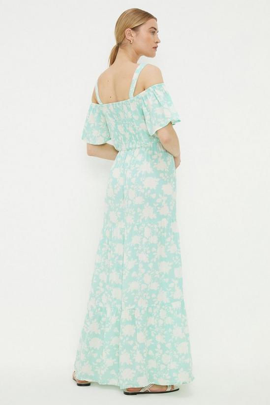 Dorothy Perkins Aqua Floral Print Cold Shoulder Midi Dress 3
