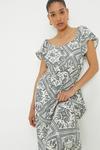 Dorothy Perkins Ivory Scarf Print Flutter Sleeve Midi Dress thumbnail 2
