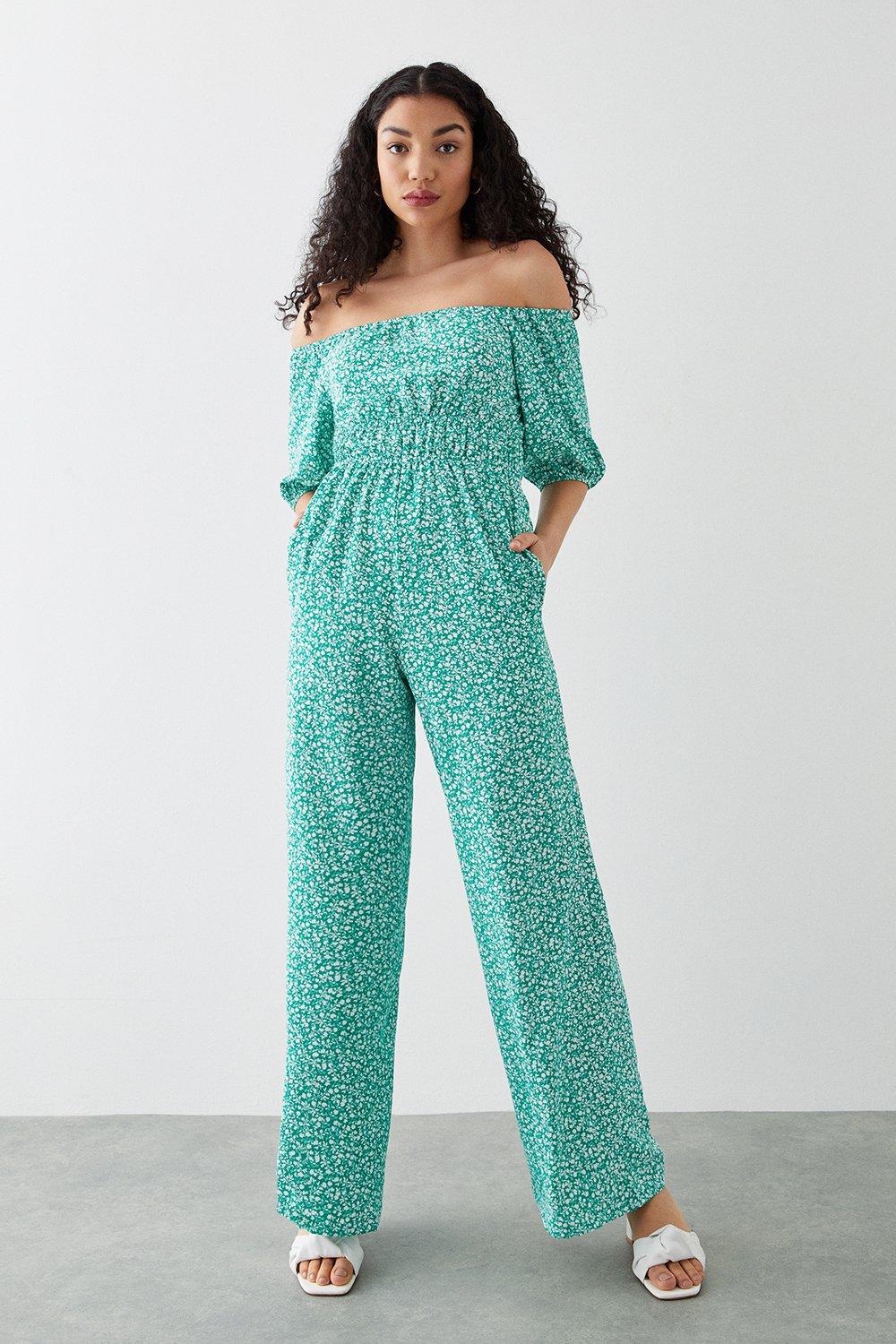 Dorothy perkins green animal cheap print jumpsuit