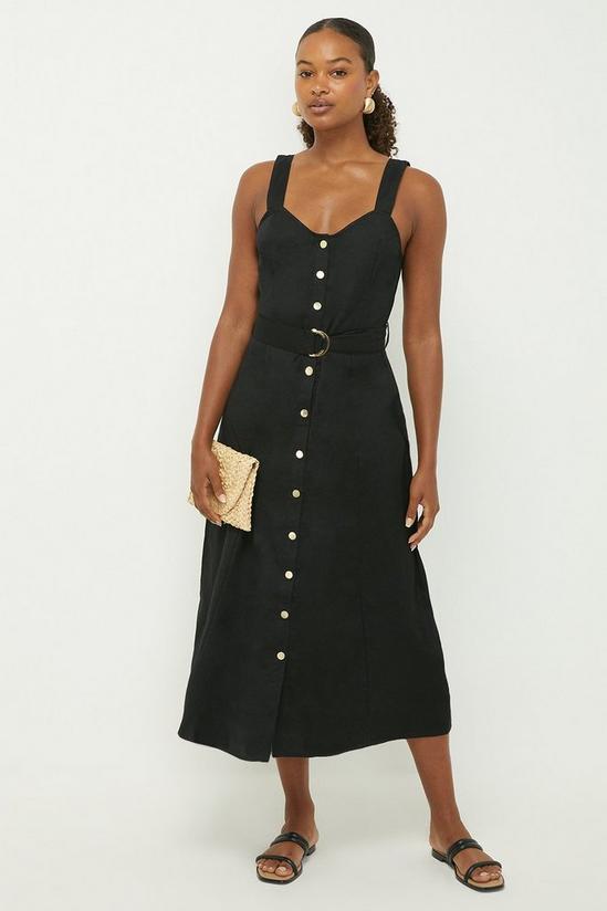Dorothy Perkins Tall Black Button Through Strappy Midi Dress 1