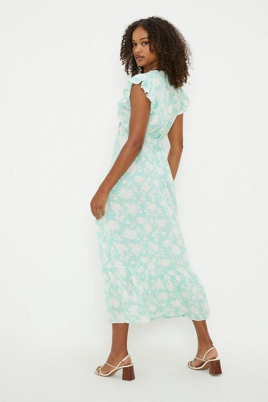 Dorothy Perkins Tall Aqua Floral Print Ruffle Midi Dress 3