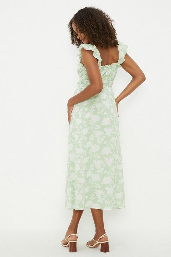 Dorothy Perkins Tall Sage Floral Print Ruffle Strap Midi Dress 3