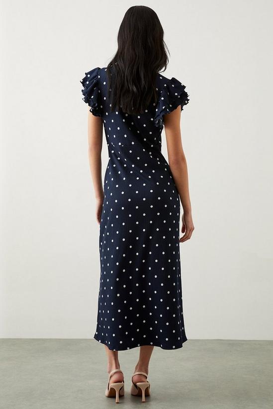Dorothy Perkins Navy Spot Print Ruffle Sleeve Empire Midi Dress 3