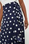 Dorothy Perkins Tall Navy Spot Frill Wrap Midi Skirt thumbnail 4